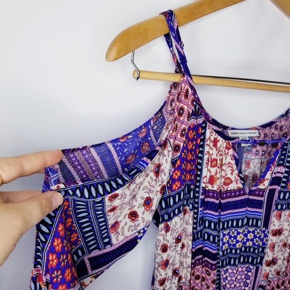AEO - Cold Shoulder, Floral Boho Print Dress - Picture 15 of 15